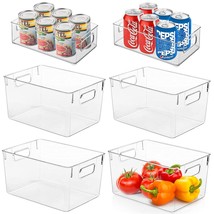 Clear Plastic Storage Bins - Set Of 6 Kitchen Organization And Storage, ... - £40.71 GBP