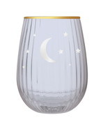 Twilight Crescent Moon &amp; Stars 19 oz Beveled Stemless Wine Glass Blue Pu... - €18,68 EUR