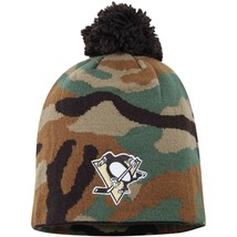 Pittsburgh Penguins Reebok NHL Hockey Camo Cuffless Beanie Knit Hat with Pom - £15.14 GBP