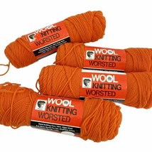 4 Skeins GoldenT Knitting Worsted 100% Virgin Wool Pumpkin Orange 503 Vintage - £16.30 GBP