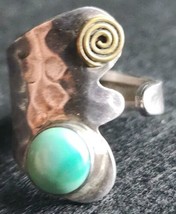 Vintage Old Pawn Sterling Silver Blue Turquoise Ring Size 7 Southwestern 6.2g - £31.92 GBP