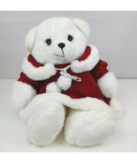 Vintage 1989 Dan Dee 19&quot; Plush White Girl Teddy In Red Dress - $30.02 CAD