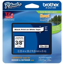 Genuine Brother 3/8&quot; (9Mm) Black On White Tze P-Touch Tape For Brother P... - $33.99