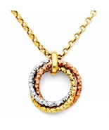14K Tri Color Gold Three Ring Circle Necklace - €331,20 EUR
