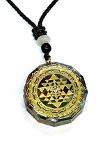 Orgone Sun Necklace Shri Yantra Pendant Chakra Mandala Gemstone Cord Dodecagon - £6.20 GBP