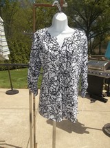 Nwt Emily Dainels Cute Black&amp;White Print Top L - $14.99