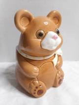 Brown Teddy Bear Ceramic Planter Vase #144 Chubby White Nose Polka Dot Detail - £15.63 GBP