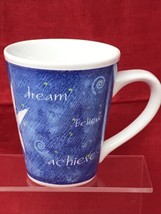 Mary Kay Blue Coffee Cup Mug Dream Believe Achieve White Star Inspirational - £10.99 GBP