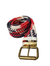 Colorful Woven Cotton Belt Buckle Women&#39;s Size 35 Nautical Colors - £21.57 GBP