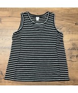 Chico&#39;s Zenergy Soft Essentials Striped Tank Top Womens 2 Large Black &amp; ... - $16.46