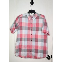 Size XL Columbia Mens Button Down Shirt Pink / Gray Plaid Short Sleeve C... - £5.68 GBP