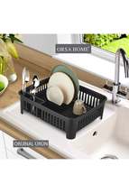 092 Matte Black Countertop Dish Rack with Cutlery Compartment, Smart Plate Rack - £11.99 GBP