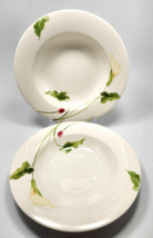 Mikasa Classic Calla Rimmed Soup Bowls 9.13in Set of 2 White Floral Y4109 - £12.67 GBP