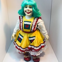 Mama Porcelain Clown Bright Eye Doll 1000-76 Green Hair Missing Hat Vint... - $49.49