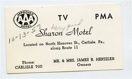 Sharon Motel Business Card Route 11 Carlisle Pennsylvania 1957 - $17.82