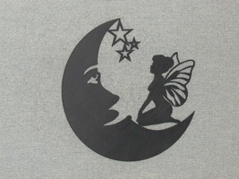 Fairy sitting on the Moon With Stars Laser Cut Wood Wall Art - £15.76 GBP