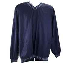 Footjoy Golf Pullover Wind Shirt Mens L Blue V-Neck Slash Pockets Long S... - $18.80