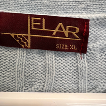 Vintage Elar Cashmere Blend Sweater Blue XL Long Sleeve Cable Knit Front... - £23.24 GBP