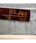 Vintage Elar Cashmere Blend Sweater Blue XL Long Sleeve Cable Knit Front... - £23.31 GBP