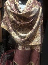 Vintage Style Strick Brokat Brown Pashmina Paisley Schal Wickeltuch - £27.60 GBP