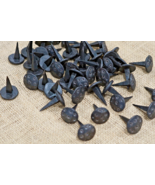 50 DECORATIVE NAILS DENTED CLAVOS HAND FORGED METAL TACKS 1&quot; ROUND DISTR... - £47.18 GBP