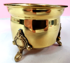 Vintage Brass Cauldron, Brass Plant Pot, Footed Witches Cauldron - £28.30 GBP