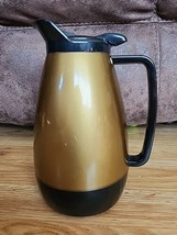 Thermo-Serv Coffee Carafe Insulated Gold Tone &amp; Black Made in USA Retro ... - $19.99