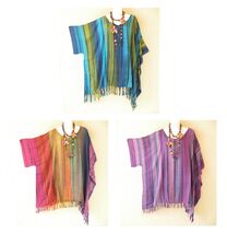 KB104 Tie Dye Stripes Tunic Kimono Sleeve Poncho Hippy Women Blouse Top ... - $24.90