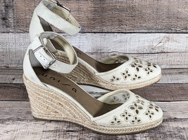 UNISA Sz 8 1/2 Espadrille Wedge 3.25&quot; Heels Shoes Vented Floral Toe Ankl... - $31.85