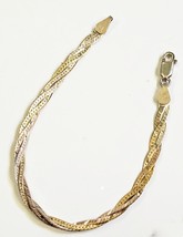 FAS Italian Silver &amp; Gold Colored Sterling Silver Bracelet 7 1/4&quot; Small Wrist - £11.95 GBP