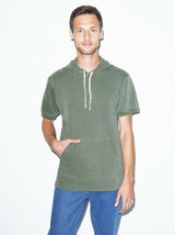 American Apparel Unisex French Terry Faded Lieutenant Short Sleeve Hoodie Large - £8.73 GBP