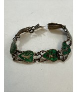 Siam Sterling Silver &amp; Green Niello Enamel Mekkala Goddess Panel 6.5” Br... - $703.65 MXN