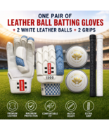 1 Pair Leather Cricket Batting Gloves + 2 White Leather Balls + 2 Bat Grips - $82.17