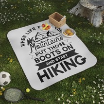Soft and Warm Custom Picnic Blanket - Nature Inspired Hiking Quote - Per... - £49.22 GBP