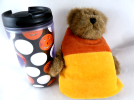 7&quot; Boyds Bear in Halloween Candy Corn Costume + Starbucks Barista 6&quot; Travel Mug - £15.57 GBP