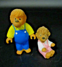 Berenstain bears figures 1986 VTG  plastic flocked Pappa Bear &amp; Baby Bear - £9.84 GBP