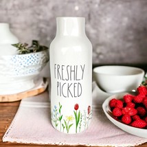 Rae Dunn &quot;Freshly Picked&quot; Flower Art Milk Jug Vase Farmhouse Cottage Artisian - £23.72 GBP
