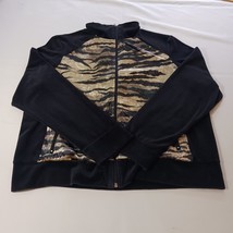 Mirror Image Jacket Womens Size XL Full Zip Lightweight Black Velour Zeb... - €16,94 EUR