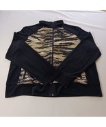 Mirror Image Jacket Womens Size XL Full Zip Lightweight Black Velour Zeb... - $27.87 CAD