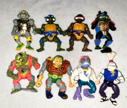 Lot 8 1989 Vintage Teenage Mutant Ninja Turtles Action Figures TMNT Fly Sewer  - £38.64 GBP