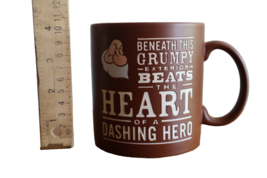 Disney Parks Brown Engraved Grumpy Coffee Mug Heart of a Dashing Hero Cu... - £11.96 GBP