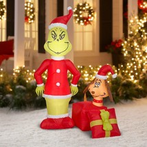 Airblown Inflatable Grinch  Max Christmas Present 5.5Ft  65th Anniversary Decor - £56.97 GBP