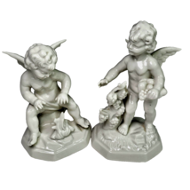 Dresden Germany Porcelain White Bisque Angel Cherubs 5 1/2&quot; Figurine Lot of 2 - £23.61 GBP