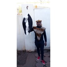 3 in 1 Zulu African Traditional cultural Shield, African warrior hat, af... - $245.00