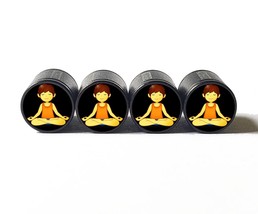 Yoga Girl Emoji Tire Valve Stem Caps - Black Aluminum - Set of Four - £12.48 GBP