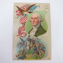 Postcard George Washington at the Battle Princeton Patriotic Embossed Antique - £7.86 GBP