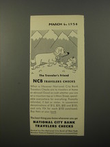 1954 National City Bank Travelers Checks Ad - The Traveler&#39;s Friend - £14.55 GBP