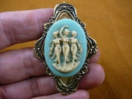 (CM70-13) THREE MUSES Graces Women goddesses blue CAMEO Pin Pendant Jewelry - £27.23 GBP