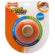 NEW Nylabone Romp N Chomp Treat Dispenser Pet Toy Dog Ball 3.75&quot; orange ... - $10.95