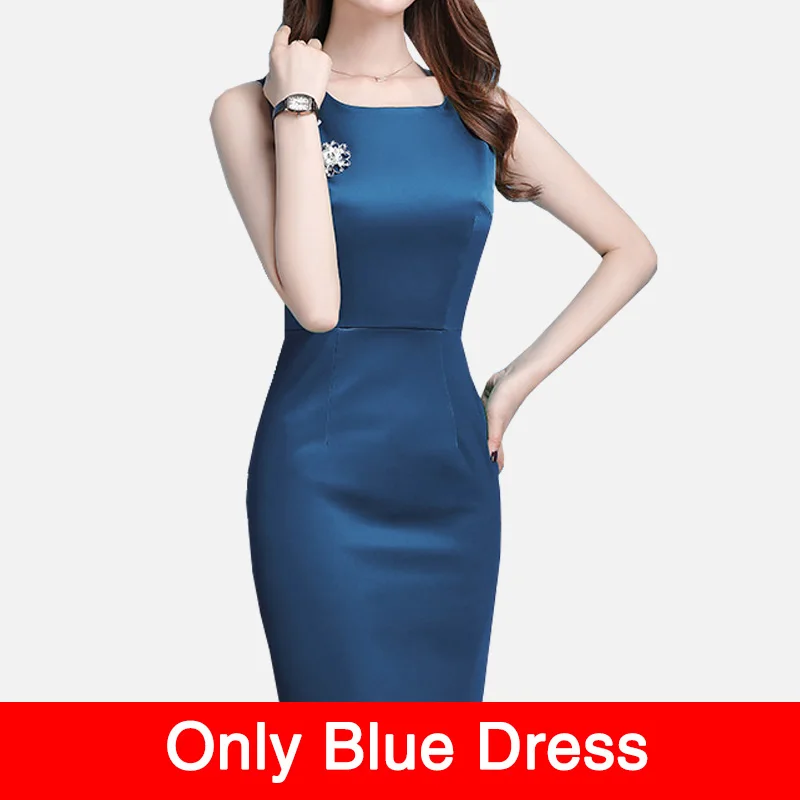 Spring Autumn Women Sets White Slim Blazer and Blue Dress Two Pieces Set Elegant - $212.75